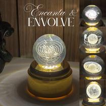 Luminária de Mesa com rotação infinita em Esfera de Cristal 3d Decorativa Abajur Presente Luminária de Mesa com rotação infinita em Esfera de Cristal 3d Decorativa Abajur Presente