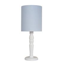 Luminária De Mesa Cúpula Tecido Azul Base Branco Provençal Luminária De Mesa Cúpula Tecido Azul Base Branco Provençal