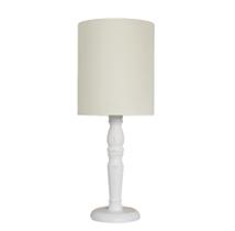 Luminária De Mesa Cúpula Tecido Branco Base Branco Provençal