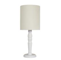Luminária De Mesa Cúpula Tecido Branco Base Branco Provençal Luminária De Mesa Cúpula Tecido Branco Base Branco Provençal