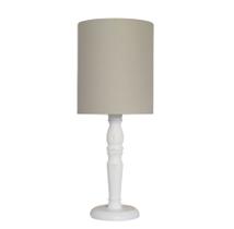 Luminária De Mesa Cúpula Tecido Cinza Base Branco Provençal Luminária De Mesa Cúpula Tecido Cinza Base Branco Provençal