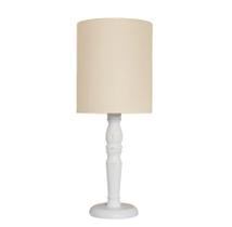 Luminária De Mesa Cúpula Tecido Cru Base Branco Provençal