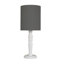 Luminária De Mesa Cúpula Tecido Preto Base Branco Provençal