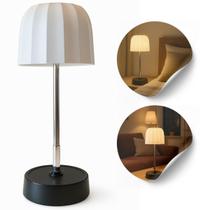 Luminaria de mesa de led recarregavel retratil com cabo usb com base redonda fixa, 3 niveis de iluminaçaõ