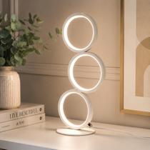 Luminária De Mesa Em Forma De 3 Anéis Minimalista Branco