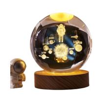 Luminária De Mesa Em Forma De Bola De Cristal LED 3D, Design De Lua E Planeta, Brinquedo Presente Em
