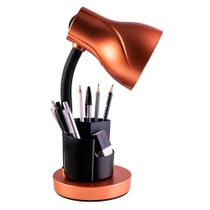 Luminária de Mesa Estudo Abajur Quarto Articulada Direcionável Escritório Home Office Porta Lápis Caneta Bivolt E27