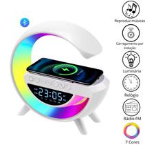 Luminária de Mesa G com Relógio Atmosphere Smart 3 em 1 com Caixa de Som Bluetooth e Carregador Sem Fio
