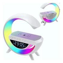 Luminária De Mesa G Speaker Bluetooth Com Relógio Rgb