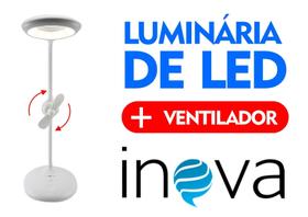 Luminária de Mesa Gira 360 LED Ventilador Inova LAN- 8507