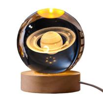 Luminária de Mesa Globo de Vidro Saturno Decoração