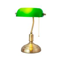 Luminária De Mesa Inglesa Vintage 1xE27 Verde Com Cordão Liga/Desliga