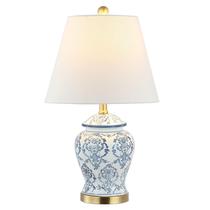 Luminária de mesa JONATHAN Y 56 cm azul e branco em cerâmica com LED Luminária de mesa JONATHAN Y 56 cm azul e branco em cerâmica com LED
