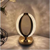 Luminária de Mesa Lâmpada OVAL de Quarto Luxuosa Cristal Acrílico 3 Tons de Led Luminária de Mesa Lâmpada OVAL de Quarto Luxuosa Cristal Acrílico 3 Tons de Led