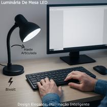 Luminária De Mesa Led Abajur Flexível Dobrável Articulável Luz Iluminação Estudos Trabalhos Bivolt