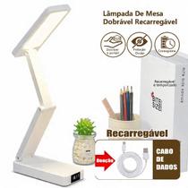Luminária de Mesa LED Articulada Recarregável com Relógio