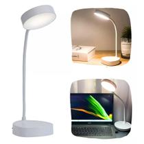 Luminária De Mesa Led Bivolt Recarregável USB 3 Flexível Estudo Escritório Leitura Touch