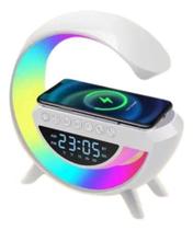 Luminária De Mesa Led Com Relogio, Carregador, Som, E Luzes - Fenix