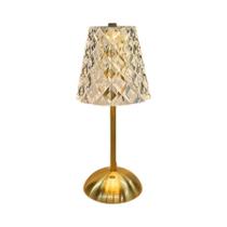 Luminária De Mesa LED De Cristal Com Sensor De Toque Recarregável E Regulável Para Quarto,