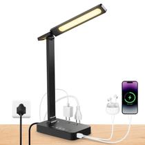 Luminária de Mesa LED LAOPAO com Filtro de Linha USB-C USB-A e 2 Tomadas Luminária de Mesa LED LAOPAO com Filtro de Linha USB-C USB-A e 2 Tomadas