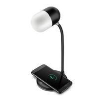 Luminária de Mesa Led Lumi Play - Carregamento por Indução Caixa de Som Bluetooth Preta