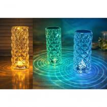 Luminária de Mesa LED Multicor Cristal com USB 21cm Top Rio Comercial