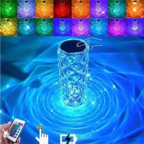 Luminária de Mesa LED Multicor Cristal Decorativa Com USB 21cm Luminária de Mesa LED Multicor Cristal Decorativa Com USB 21cm