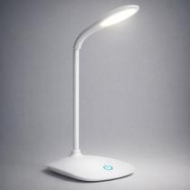 Luminária de mesa LED recarregável com haste flexível branca