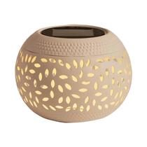 Luminária De Mesa LED Solar Para Exterior, Lanterna Metálica Vazada, Luz Decorativa Para Pátio E