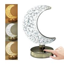 Luminária de Mesa LED USB Lua Pequena Iluminação Decorativa Luz Branco Quente Frio Casa Estilo Cristal Quarto Enfeite Decoração Aniversário