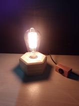 Luminária De Mesa Madeira Pinus Hexagonal Abajur Rústico