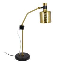 Luminaria de Mesa Metal Dourado Base Preta Redonda Impecavel