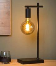 Luminária de mesa moderna estilo industrial slim para 1 lâmpada E27 - Preta
