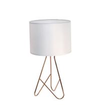 Luminária de mesa nápoles haste cobre cúpula branca Luminária de mesa nápoles haste cobre cúpula branca