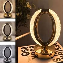 Luminária de Mesa Oval USB Iluminação LED Luz Branco Quente Frio Abajur Decoração Enfeite Sala Quarto Aniversário Escritório Home Office