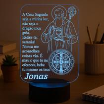Luminária de mesa São Bento com nome personalizado e 16 cores e controle Luminária de mesa São Bento com nome personalizado e 16 cores e controle
