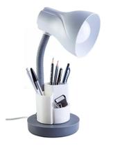 Luminária De Mesa Spiralle Cinza Porta Lápis E27 Bivolt