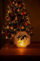 Luminária de Natal em MDF com Vela LED - 16cm x 16cm x 5,6cm