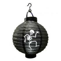 Luminária de Papel Esqueletos Preta Halloween com LED
