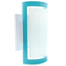 Luminária de Parede Arandela Calha Vidro Borda Azul Turquesa Decoração Quarto