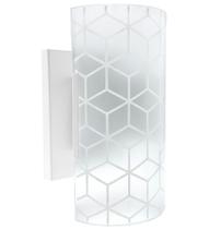 Luminária de Parede Arandela Decorativa Vidro Friso Branco Geométrico 3D Exclusivo