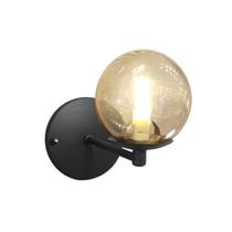 Luminária de Parede Arandela Jabuti cor Preta com Vidro Âmbar para 1 Lâmpada G9