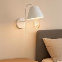 Luminária de Parede Arandela Slim Cúpula Injetada Escritório Abajur de Cabeceira Quarto Recepção Rose Cúpula Branca