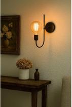 Luminária de Parede Arandela Slim E27 Escritório Abajur de Cabeceira Quarto Recepção Preto Luminária de Parede Arandela Slim E27 Escritório Abajur de Cabeceira Quarto Recepção Preto