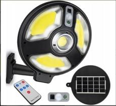 Luminária de Parede Com Placa Solar Ajustável Microled 23W Com Sensor de Movimento e Fotocélula Redonda - LED - BR