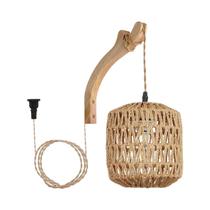 Luminária de Parede de Rattan Natural e Bambu - Feita à Mão - Estilo Vime E27