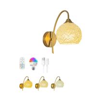 Luminária De Parede Dimmable Com Bateria, Carregamento Sem Fio, 2000mAh, Controle Remoto De 15 Cores