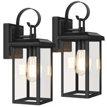 Luminária de parede externa BeSlowe 15" impermeável preta, pacote com 2 Luminária de parede externa BeSlowe 15" impermeável preta, pacote com 2