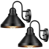 Luminária de parede externa Brightever Gooseneck, pacote com 2 unidades, preta