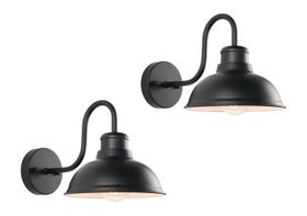 Luminária de parede externa LPRZSG Gooseneck 8" preta fosca, pacote com 2
